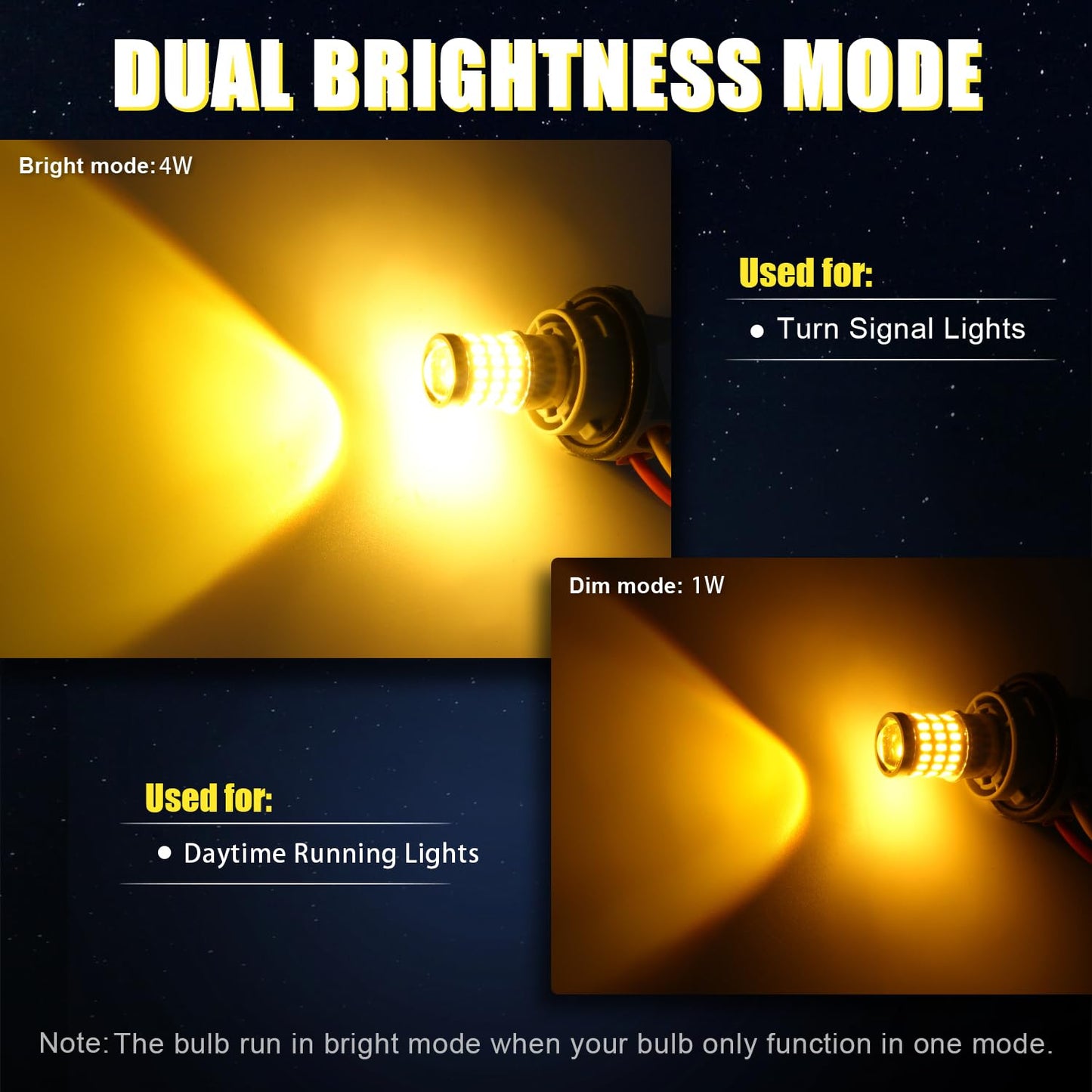 iBrightstar 7443 LED Bulb Amber, 7440 LED Turn Signal Bulbs Super Bright for Vehicle Blinker Lights and Turn Signal Lights, 2 Pack