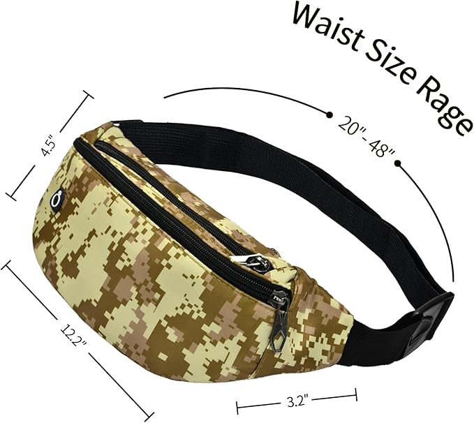 Fanny Packs for Men and Women, Waterproof Sports Waist Pack Bag for Travel Hiking Running Hands-free
