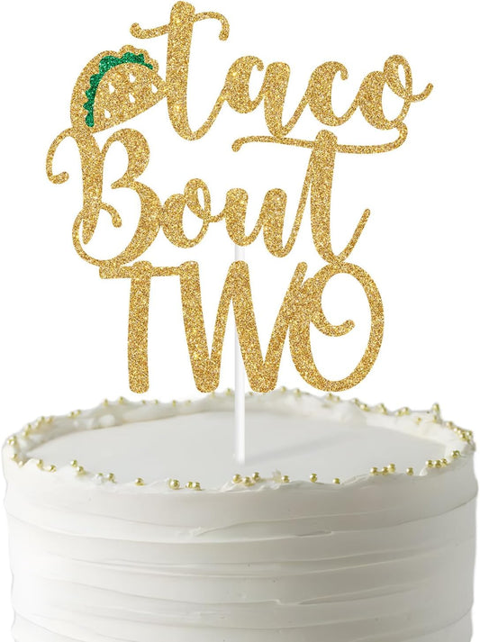 Taco Bout Two Cake Topper, Dos Fiesta/Taco Twosday, Mexican Theme 2nd Birthday/Anniversary Party Decorations for Kids
