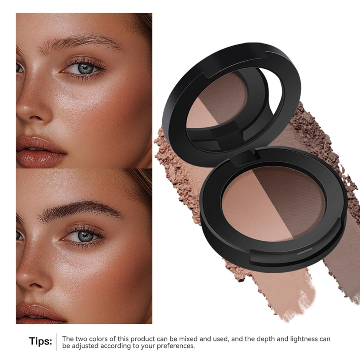 MAEPEOR Brow Powder Duo 6 Colors Natural Smooth Eyebrow Powder Professional Brow Contour Palette for Filler Defined & Sculpt (01 Soft Brown)