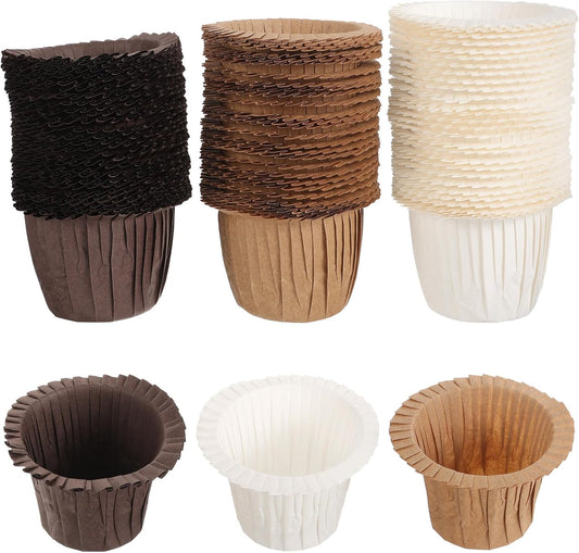 Zerodeko 90pcs High-temperature Resistant Cake Cups Muffin Liners Natural Color Coffee White Non-stick Baking Wrappers for Oven Household Kitchen Use