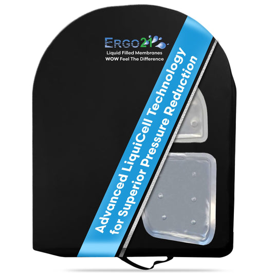ERGO21 Lumbar Support Pillow for Office Chair, Car, Driving Seat, Auto, Lower Back Pain | Great Back Support with Liquid Filled Membranes | Small Size, (18" W x 18âx 1.5â)