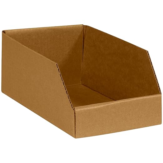 BOX USA BBINMT612K Open Top Bin Boxes, 6" x 12" x 4 1/2", Kraft (Pack of 50)