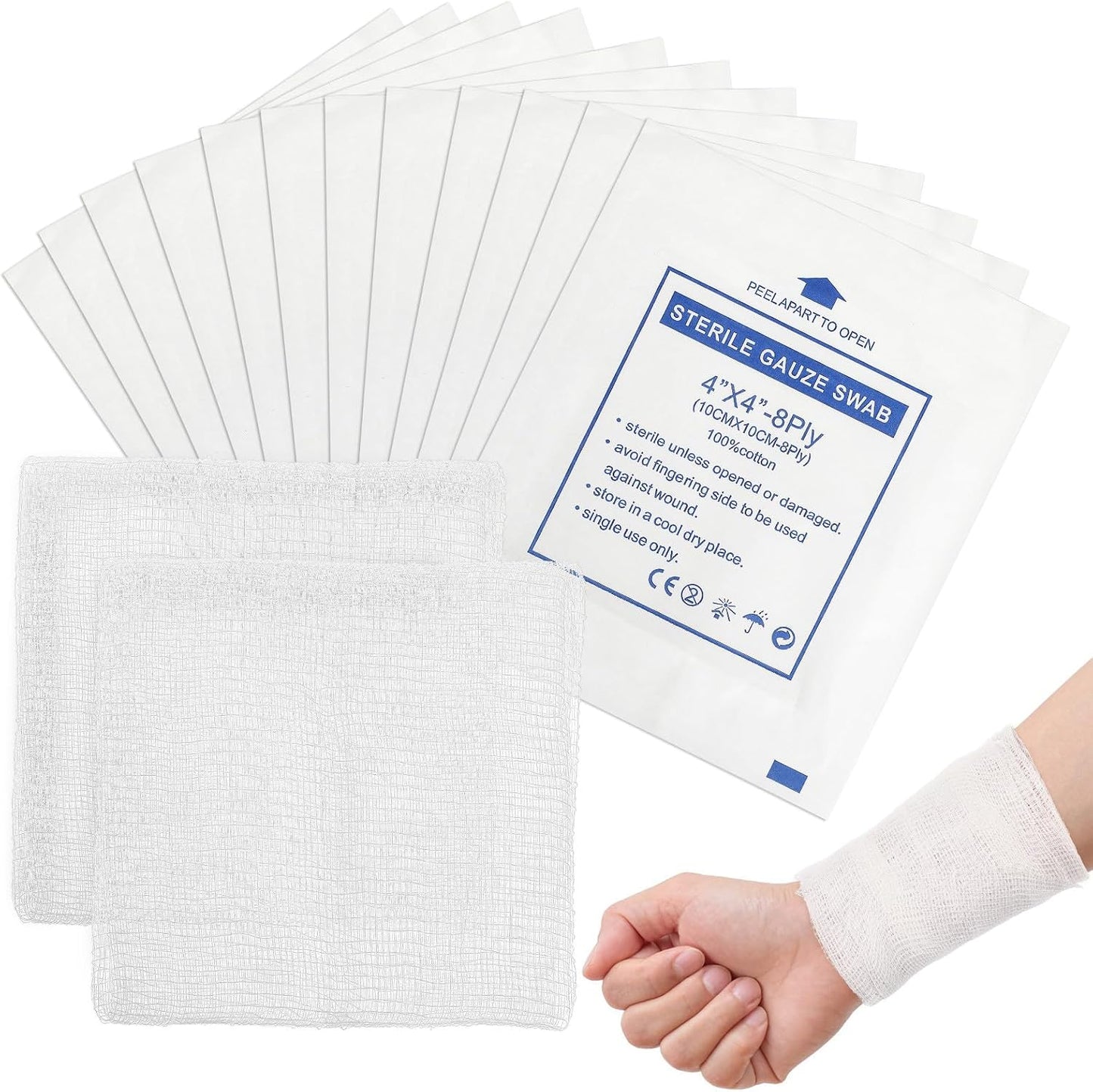 Beaupretty 50pcs Breathable Cotton 10x10cm Non-Adhesive Medical Bandaging for First Aid Dressing and Emergency Care