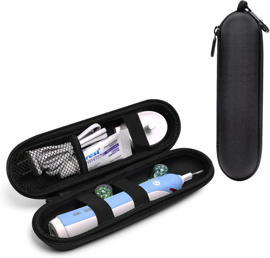 Nincha Compact Electric Toothbrush Travel Case, EVA Protective Storage Bag for Philips Sonicare/Oral-B, Waterproof Portable Carrying Case with Mesh Pocket & Elastic Bands (Black)