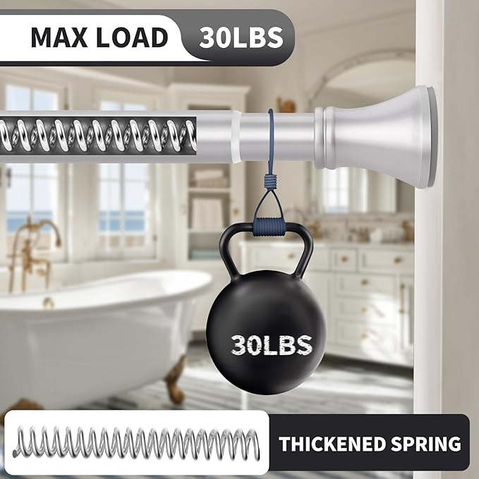 YNL Silver Shower Curtain Rod 36-84 Inch(3-7ft), No Slip No Drill Stainless Steel Spring Tension Curtain Rod, No Rust Shower Rod Adjustable For Bathroom Window Bedroom