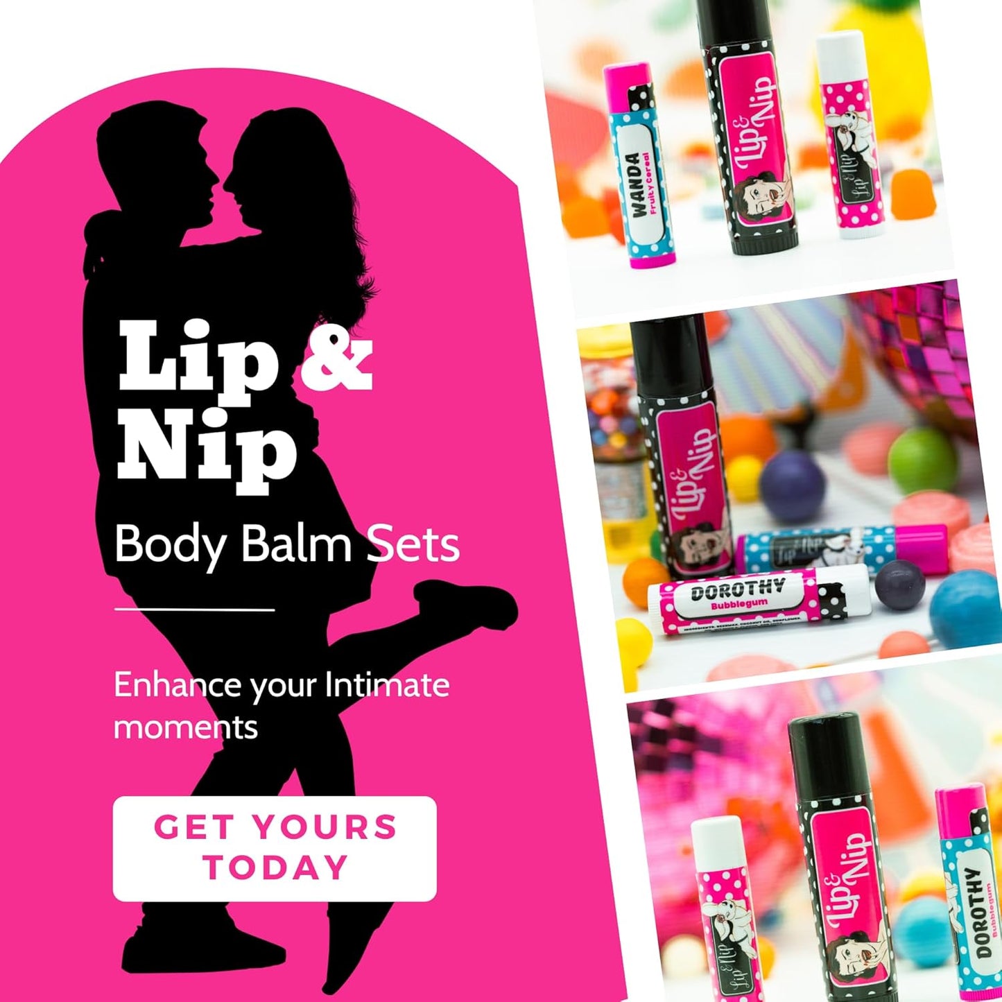 Southern Peach “Caroline” Flavored Balms | Southern Peach Flavored Hydrating Lip Balm, Nipple Balm, and Full Body Balm | Lip Balm & Moisturizer and Intimacy Enhancer - Pack of 3