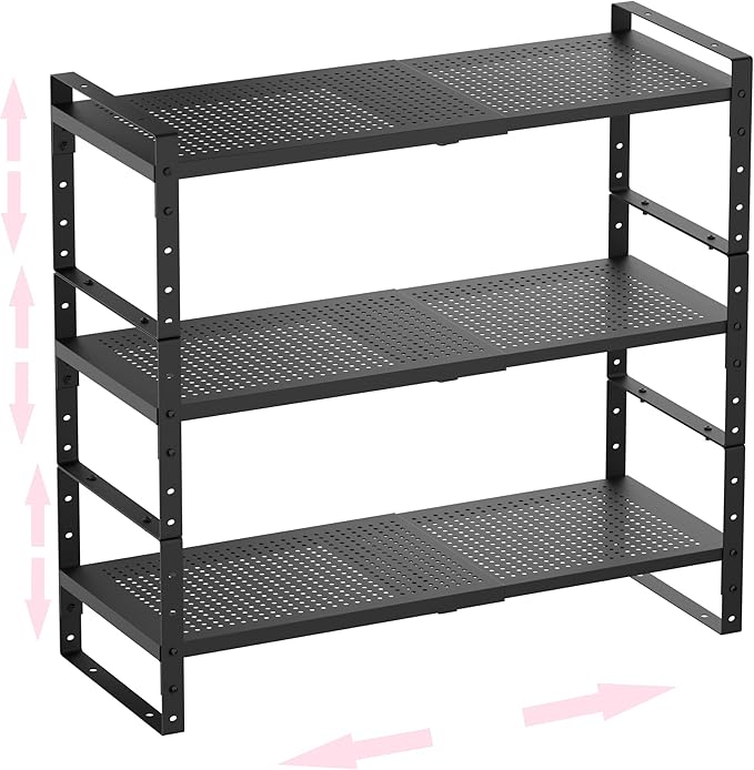 Multi-Functional Metal Shoe Rack, Space-Saving, Perfect for Entryway, Closet, Bathroom, etc. - Sturdy and Durable, High Weight Capacityï¼3PACKS/Black/Large