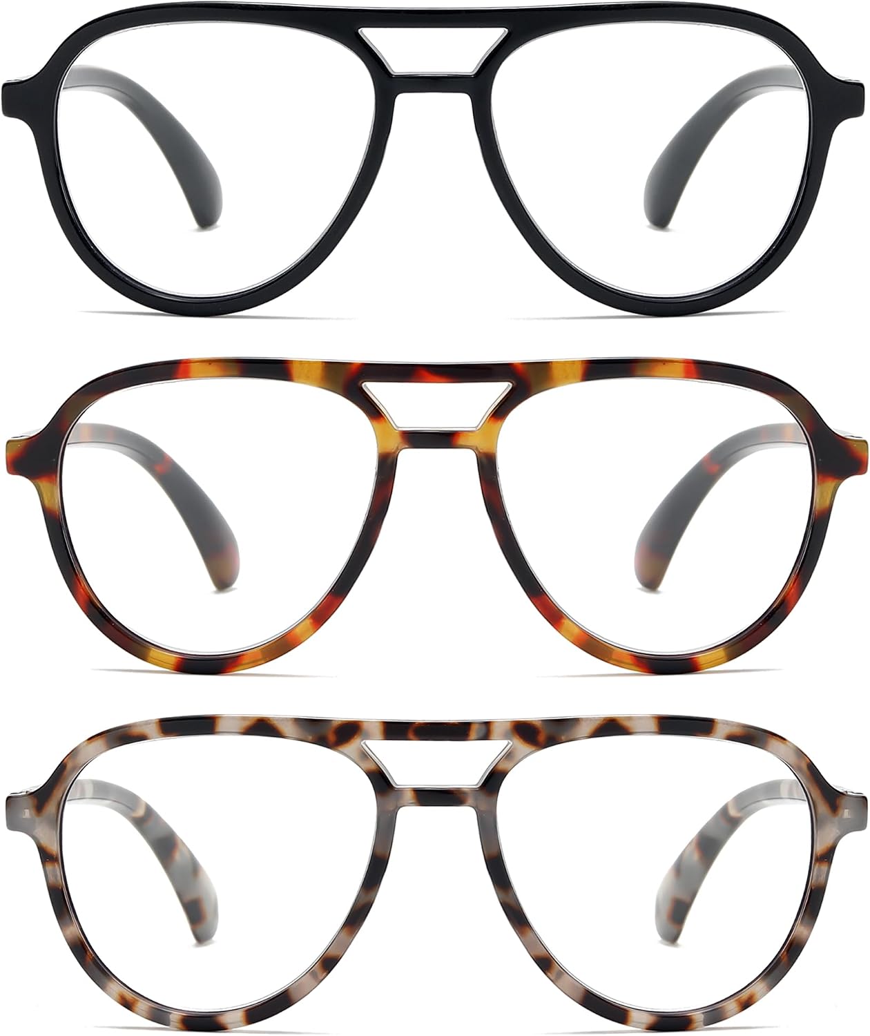 Retro Aviator Reading Glasses for Women Men, Blue Light Blocking Computer Readers