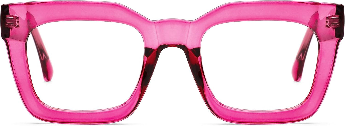 AQWANO Stylish Blue Light Reading Glasses Women, Fashion Oversized Square Designer Readers Computer Eyeglasses