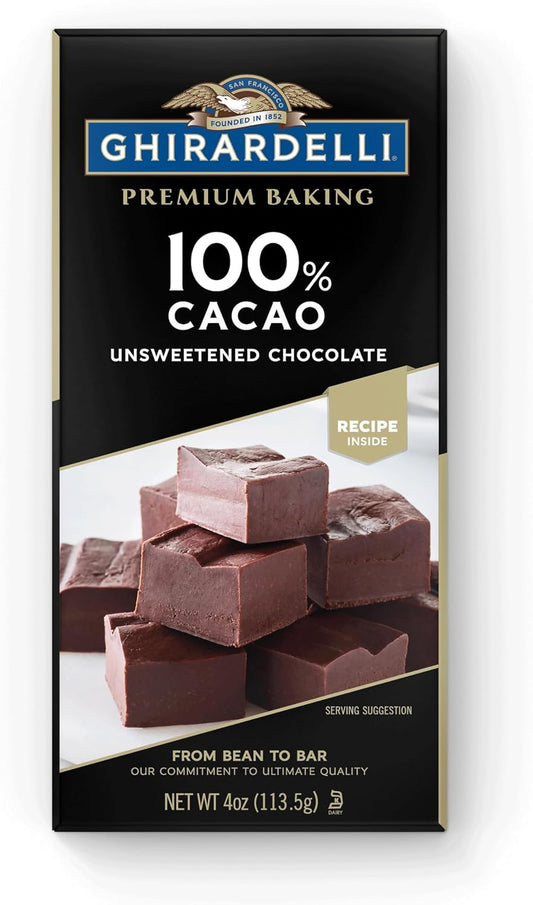 Ghirardelli, Chocolate Baking Bar Unsweetened 100%, 4 Ounce