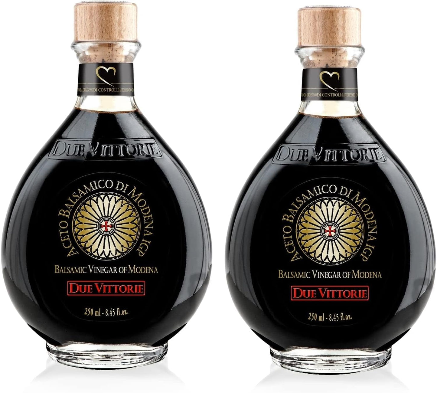 Due Vittorie Oro Gold, Barrel Aged Balsamic Vinegar of Modena IGP with Built in Pourer, All-Natural, Extra Dense Premium Vinegar Aceto Balsamico di Modena IGP Italy - 8.45fl oz / 250ml - Pack of 2
