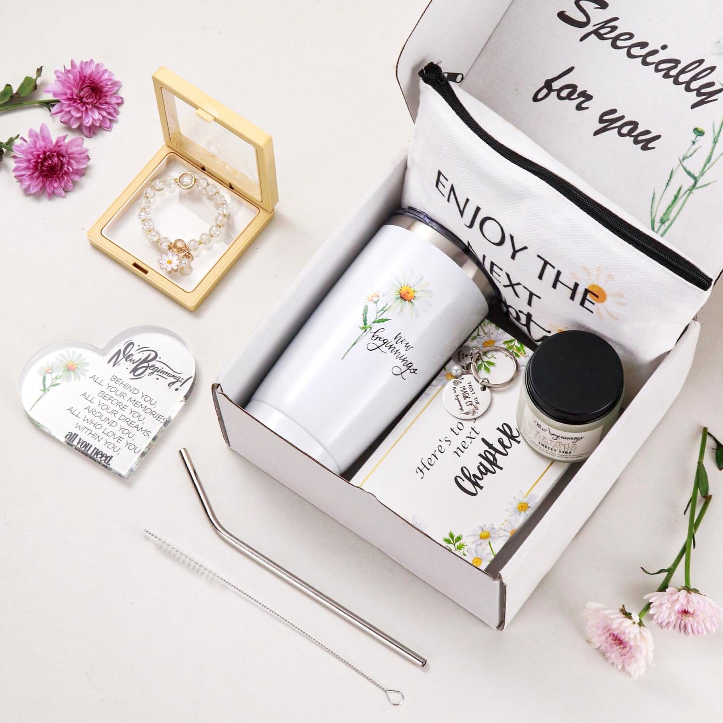 New Beginnings Gifts for Women, Farewell Gifts for Coworkers, Leaving Going Away, New Job Gift Box for Employee Friends, Farewell, Goodbye, Good Luck, Graduation, Divorce, New Home, Break Up