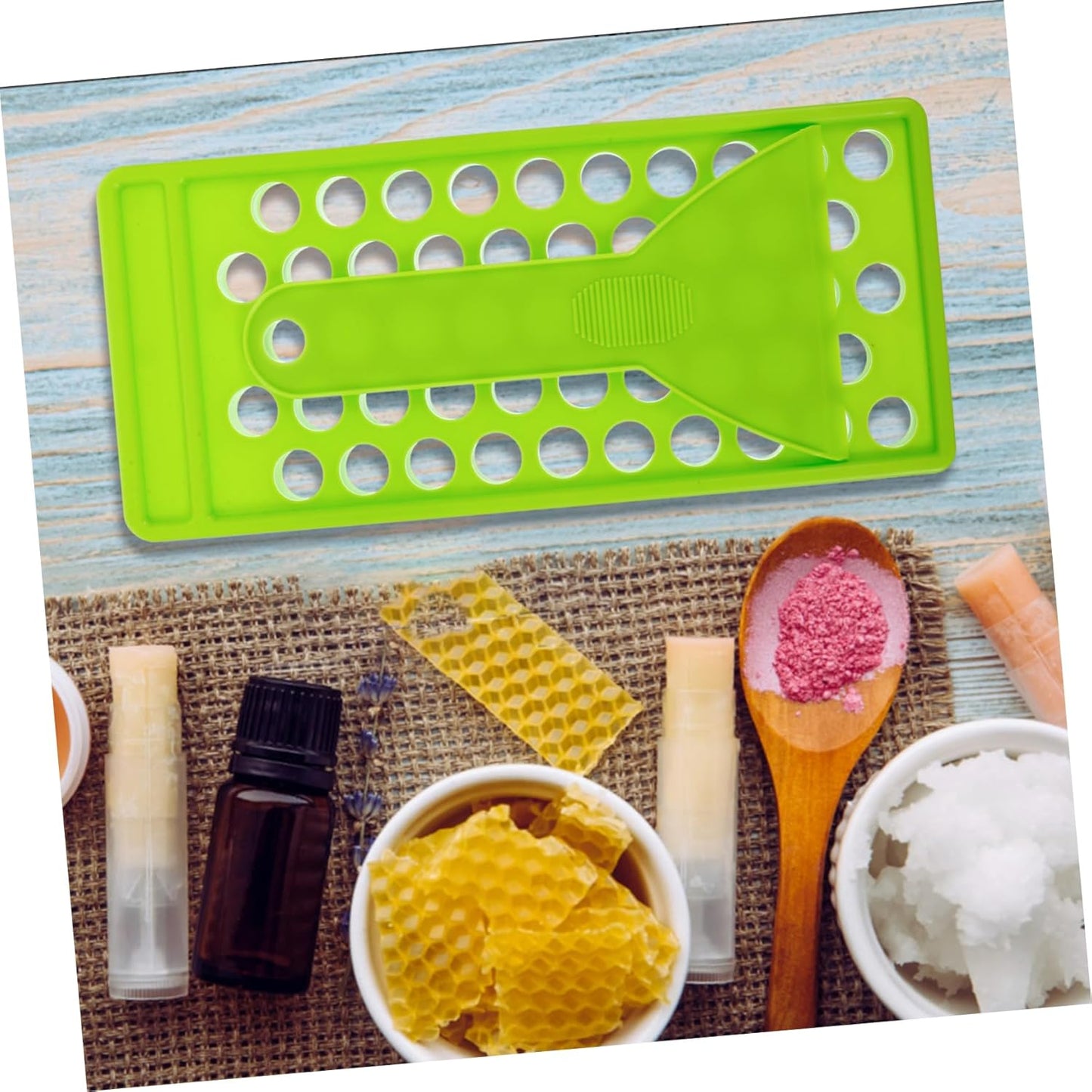 50 Lipstick Filling Mold Lip Balm Filling Spatula Lip Gloss Tray Labels for Tubes Lip Tubes Stand Tray Lip Balm Container Tray Lip Treatment Kit Diy Kit Supplies Manual Plastic