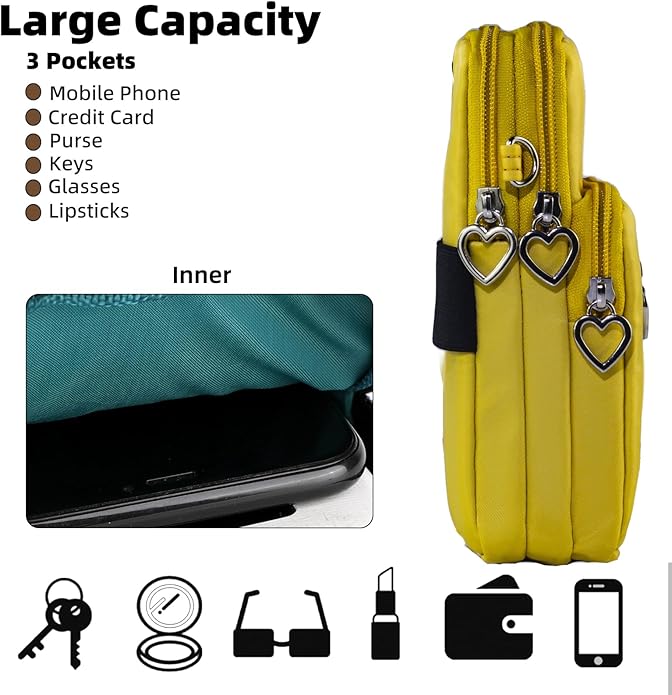 JANKS Small Crossbody Bag for Women - Mini Phone Purses with Crossbody Strap and Wallet - Nylon Arm Bag