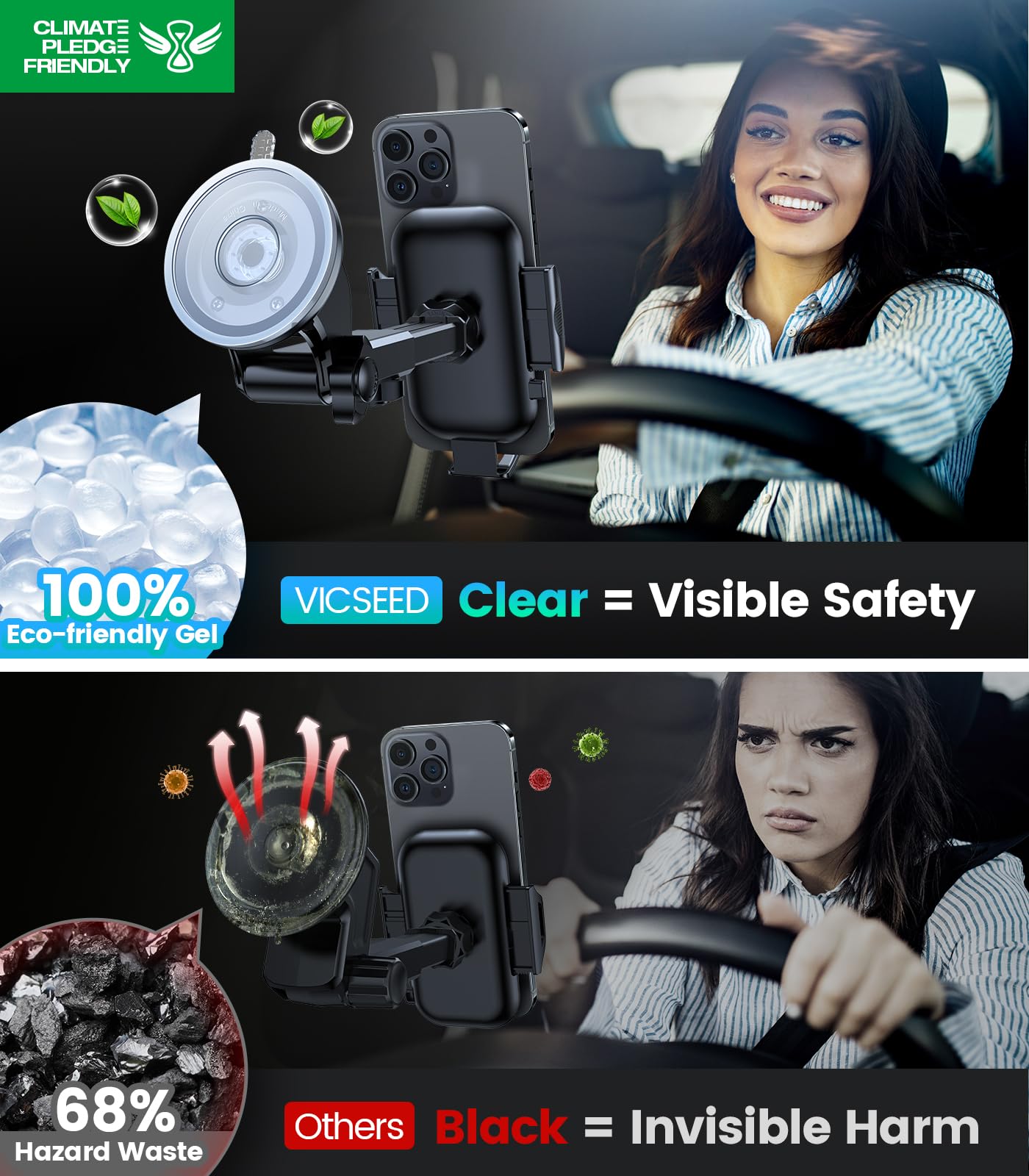 VICSEED [No.1 Powerful Suction] [Rally Racing-Grade Stability] Phone Holders for Your Car 2025 Upgraded Car Phone Holder Mount Truck Stand for Dashboard Windshield Vent for iPhone Samsung All Phones