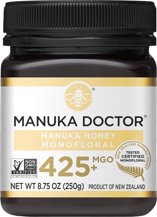 Manuka Doctor - MGO 425+ Manuka Honey Monofloral, 100% Pure New Zealand Honey. Certified. Guaranteed. Raw. Non-GMO (8.75 oz)