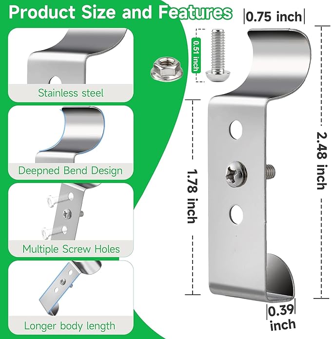 Cozcty Siding Hooks, 20 Pack Upgrade Outdoor Hooks with Screw Hold Up to 20lbs, Easy Install Soffit Hanger, No Hole Stainless Steel Vinyl Siding Clips for Hanging Solar Lights, Home Decor, Wreaths