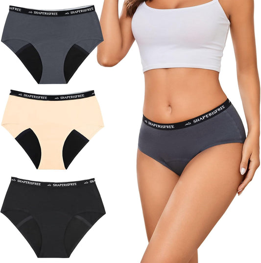 Incontinence Underwear for Women Leakproof 2.0 High Absorbency Period Panties Ladies Leakproof Menstrual Bladder Control Washable Cotton Briefs Multipack