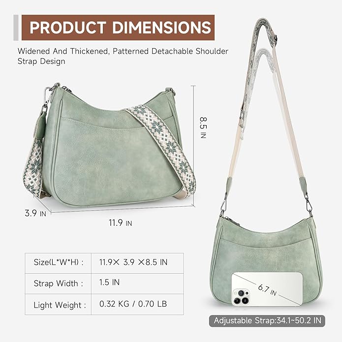 APHISON Trendy Leather Crossbody Purse with Adjustable Strap, Women's Shoulder Handbag