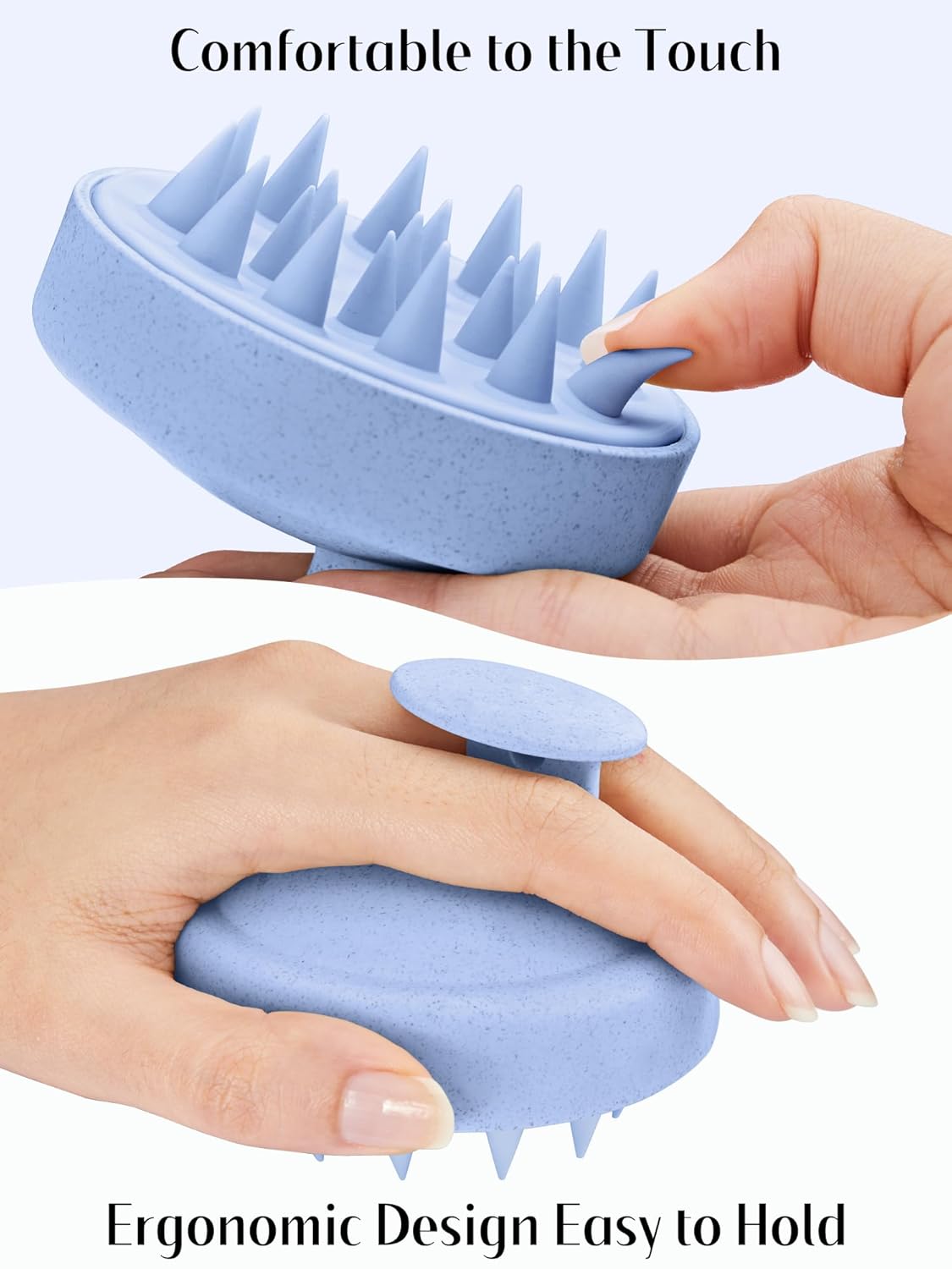 HEETA Scalp Massager Hair Growth 2-Pack, Silicone Scalp Scrubber Shampoo Brush for Exfoliation Dandruff Removal Head Massage Stress Relax, Wet & Dry Use for Women Men Hair Care, Wheat Straw Material