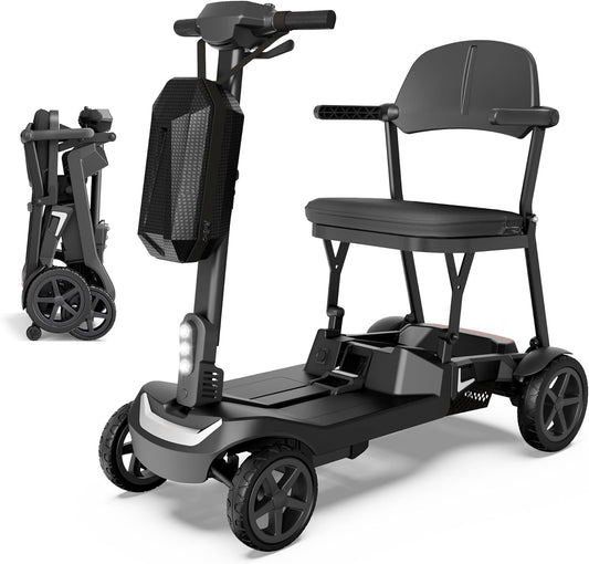 Lightweight Mobility Scooter for Seniors & Adults - 37.5 lb Dual Lithium Batteries 24.8 Miles Range, Cruise & Airline Approved, Foldable Portable Travel Motorized Scooter, No Tools Needed, Black