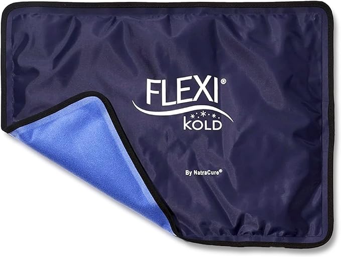 FlexiKold Reusable Gel Large Ice Pack with Straps â Cold Compress Gel Cold Pack for Injuries â Flexible Medical Ice Wrap for Back, Shoulders, Legs, Knees, Sciatica, Muscle Pain â Standard