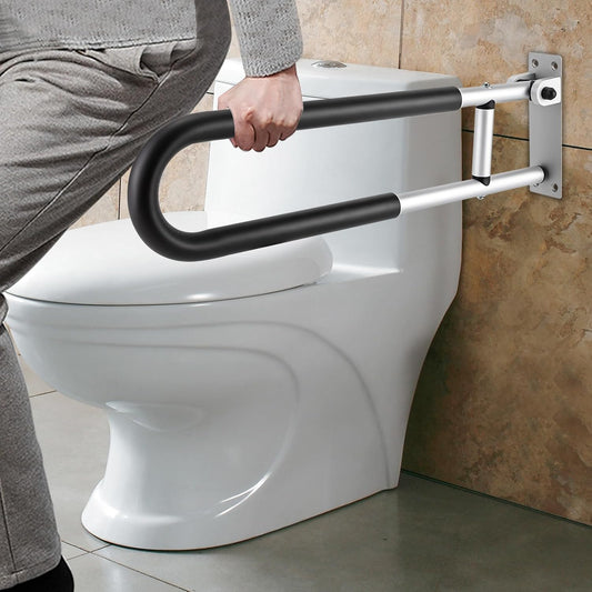 23.6Inch Foldable Handrail Grab Bars, Wall Mounted Toilet Safety Support 90 Degree Rotation for Handicap Elderly Seniors Disabled, Shower Bathroom Accessories