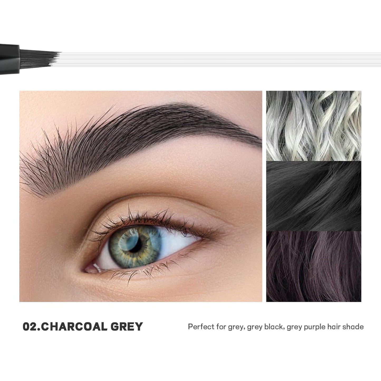2 Pack Microblading Eyebrow Pen and Brow Tint for Women with Angled Brush & Dip to Effortlessly Create Natural Hair Like Brows, Waterproof Fast Eye Brow Makeup Pencil, Last All Day (Charcoal Grey)