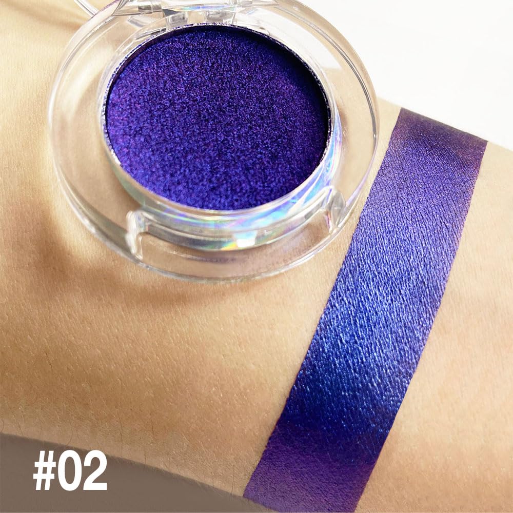 evpct Royal Blue Purple Duochrome Eyeshadow Palette Makeup, Metallic Chameleon Duo Chrome Multichrome Gothic festival Single Eye shadow Palette Makeup for Older Women, Face Glitter Eyeshadow Liquid