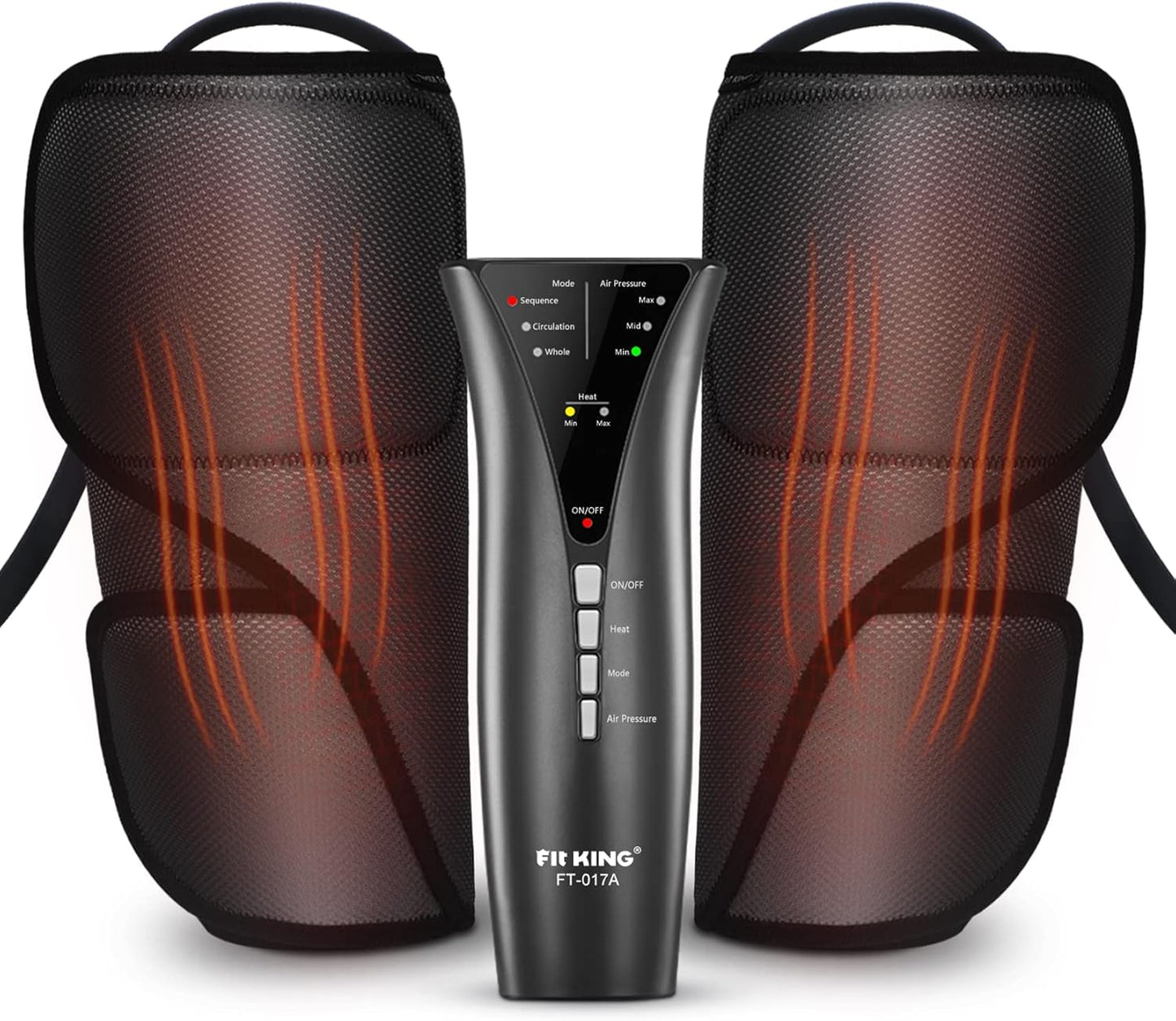 FIT KING Air Compression Leg Massager with Heat - Calf Massager for Circulation Helpful for Pain Relief RLS Edema and Relaxation - Great Gift for Wife Mom