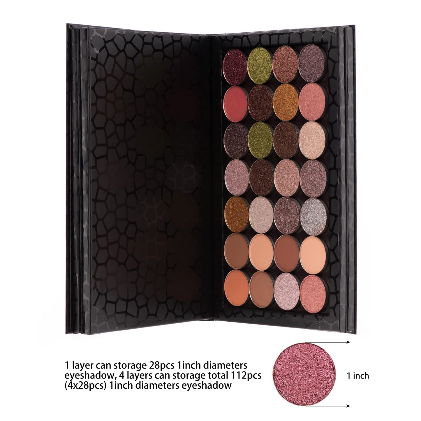 4-Layer Book Shaped Magnetic Palette Large Empty Makeup Palette Storage Box for Eyeshadow Lipstick Blush Powder (Black)