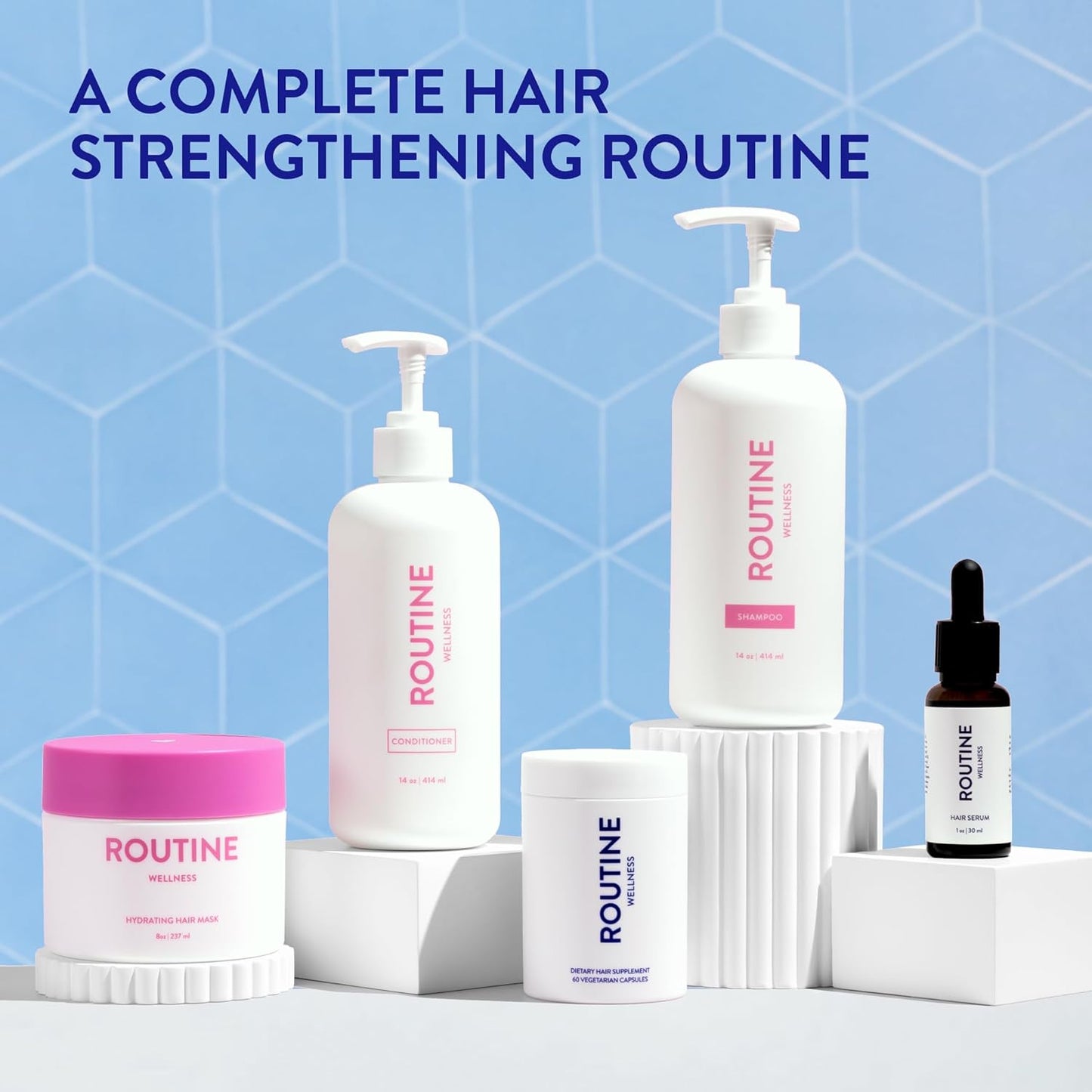 Routine Wellness Anti-Thinning Shampoo for Thinning Hair - Biotin DHT Blocker Women & Men - Color Safe Shampoo for Hair Loss & Healthy Hair - Unscented - 14oz