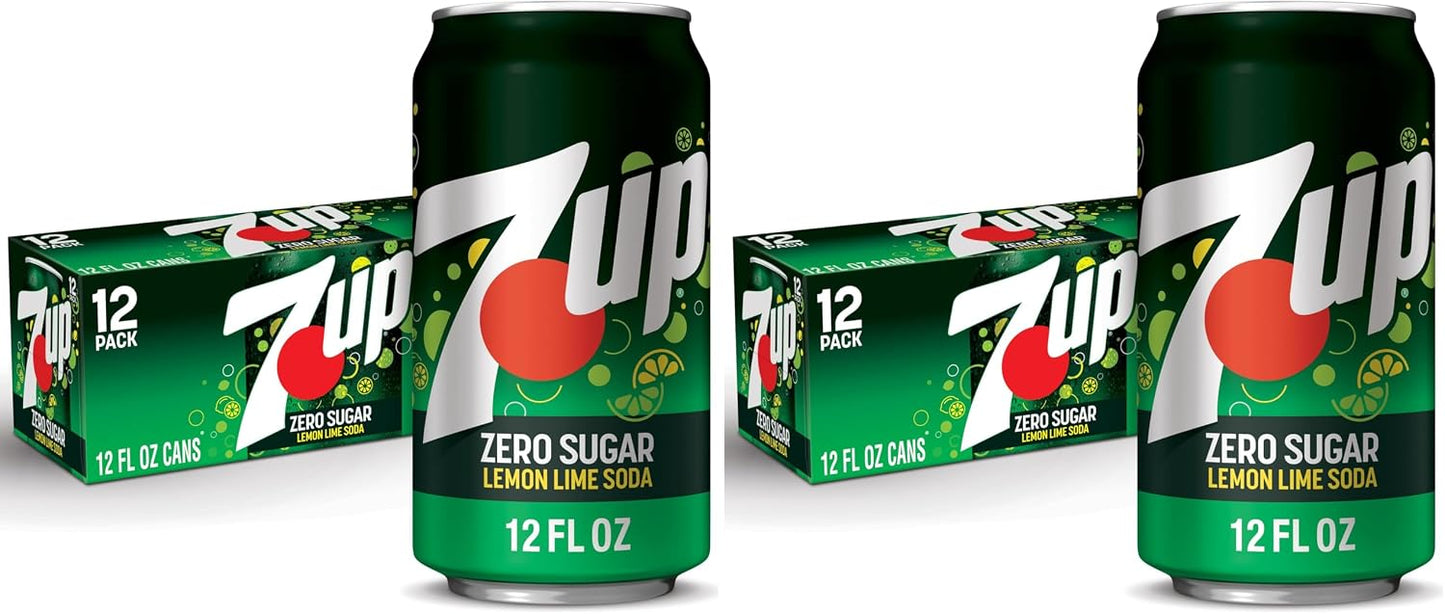 Zero Sugar 7-Up Soda, 12 Oz (Pack of 24)