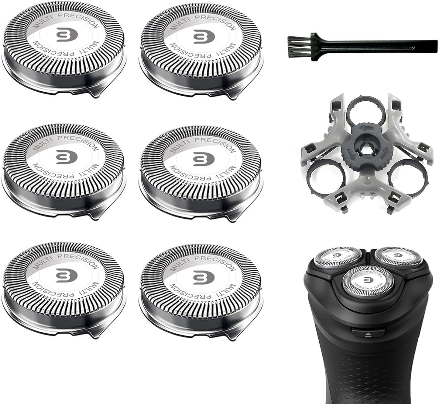 SH30 Replacement Heads Compatible with Philips Shavers Series 1000, 2000 And 3000, Replacement Blades for Norelco 3000 with 6pcs Blades And 1pcs Retaining Ring