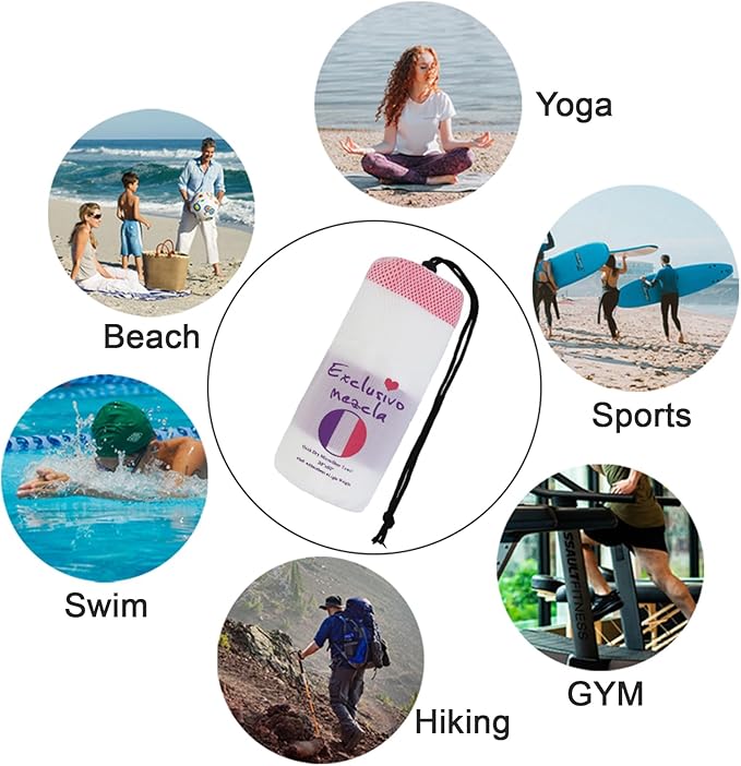 Exclusivo Mezcla Microfiber Quick Dry Beach Towel, Oversized Lightweight Sandfree Pool Towel for Swimming Camping Travel with Bag (Navy, 35x70 Inches)