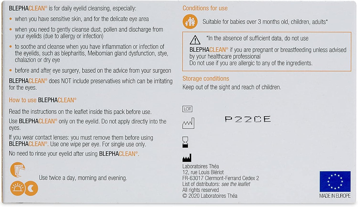 Blephaclean 60 Sterile Eyelid Wipes For Blepharitis Freepost by Blephaclean
