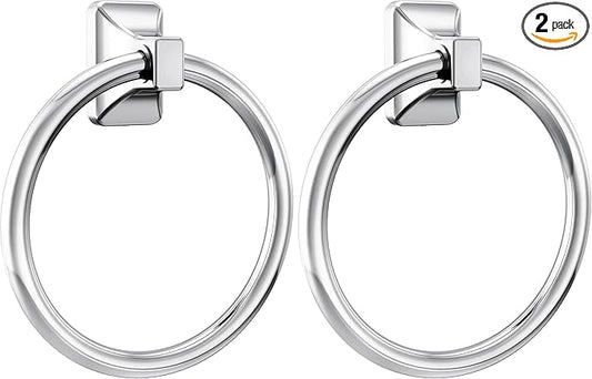 Moen Donnor Collection Chrome 6.25-Inch Diameter Wall Mount Contemporary Bathroom Hand-Towel Ring, P5860, (Pack of 2)