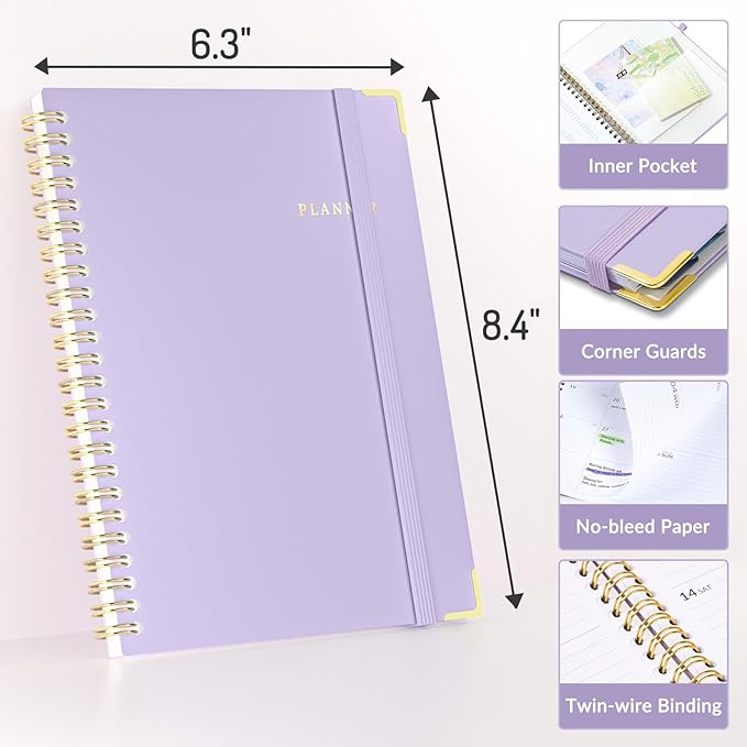 Forvencer Academic Planner 2026-2027, July 2026-June 2027 Weekly & Monthly Hardcover Calendar Planner, 6" X 8", Daily Agenda Book, School Office Notebook College Teacher Student Organizer A5, Green