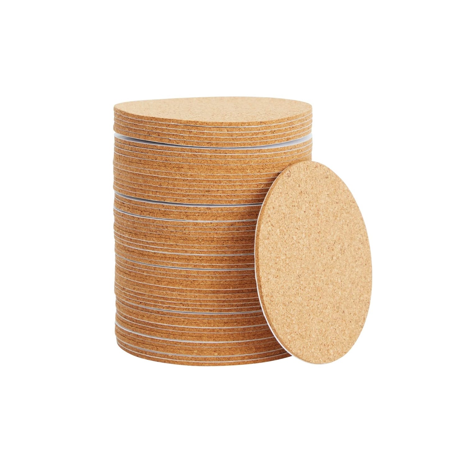 Juvale Cork Coaster Backing Sheets - Scratch-Resistant Surface Protection with Cork Pads - Custom DIY Craft Projects - Circle Craft Sheets for Versatile Designs - Pack of 50, 3.5 in Round Brown