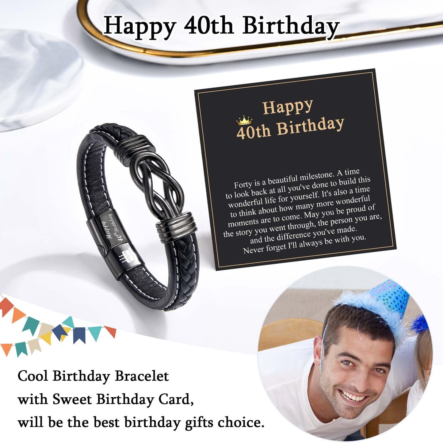 40th Birthday Gifts for Men, 40 Year Old Birthday Gifts for Men, Happy 40th Birthday Decorations Gift for 40th Birthday Man Son Best Friend Dad Uncle Husband with Birthday Card