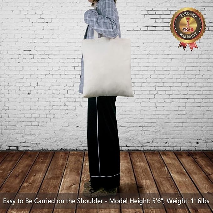 TOPDesign 12-Pack Economical 16"x15" Cotton Tote Bag, Lightweight Medium Reusable Grocery Shopping Cloth Bags, Suitable for DIY, Advertising, Promotion, Gift, Activity