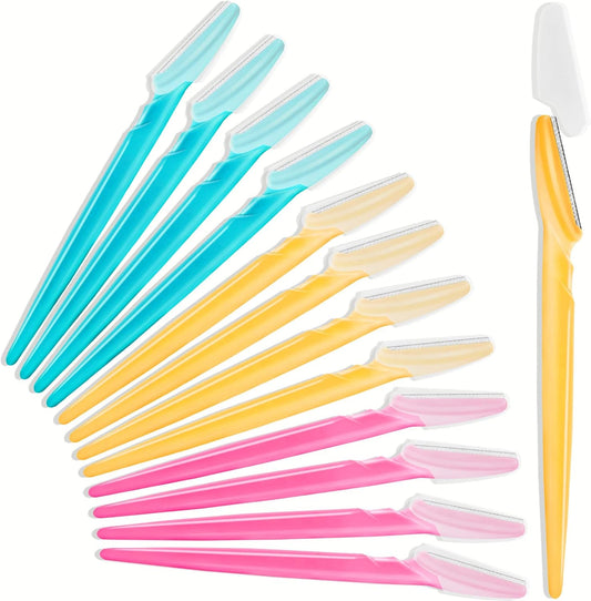 HFATMOS Eyebrow Razor, Face Razors for Women Men Multipurpose Exfoliating Face Shaver Facial Hair Removal Tools Eyebrow Trimmer with Protective Cover 12 Pcs