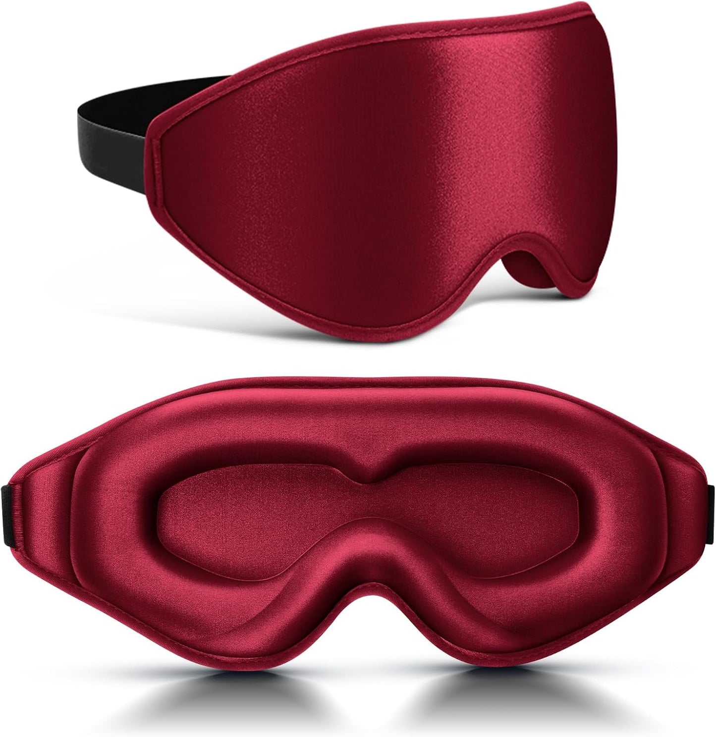 FlyCoco 99% Fully Block Out Light Eye Sleep Mask, 3D Deep Contoured Eyes Cover Zero Pressure, Long Lash Extension Eyes Mask with Adjustable Straps for Sleeping Travel Home Nap Rest Women Men (Red)