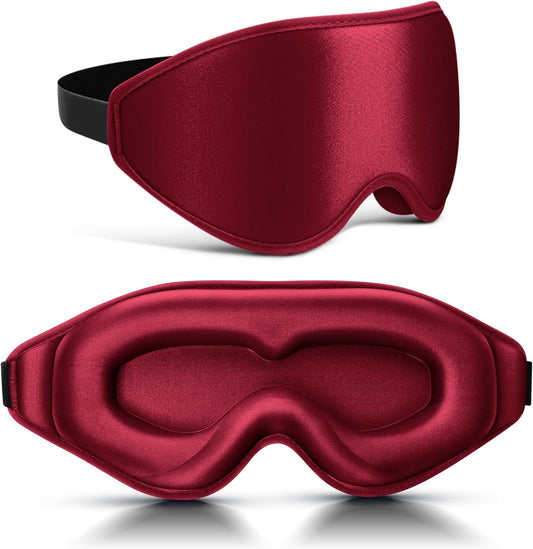 FlyCoco 99% Fully Block Out Light Eye Sleep Mask, 3D Deep Contoured Eyes Cover Zero Pressure, Long Lash Extension Eyes Mask with Adjustable Straps for Sleeping Travel Home Nap Rest Women Men (Red)