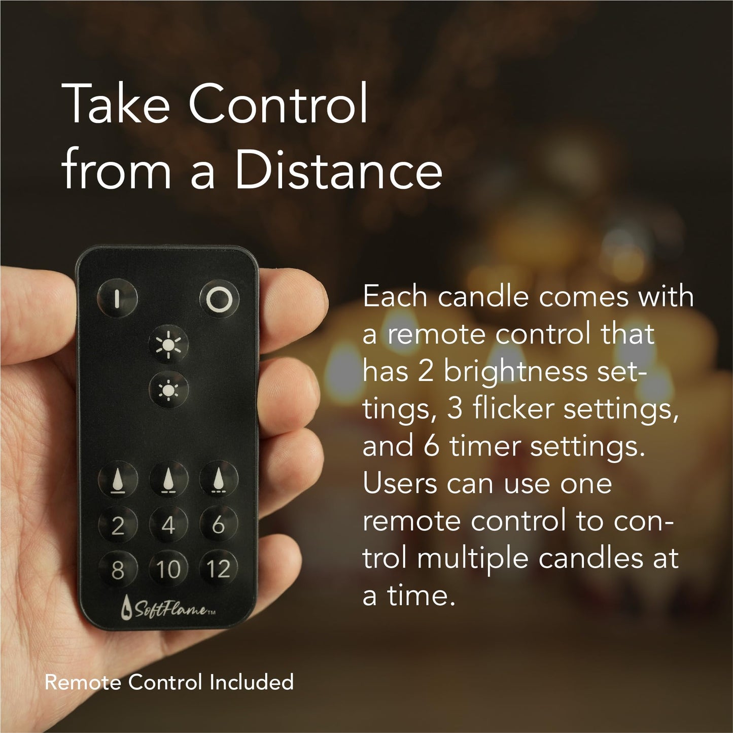 Softflame Christmas Flameless Candles with Remote Control, 3"x 5"Battery Operated Flickering 3D Wick Real Wax Pillar Reindeer Candle