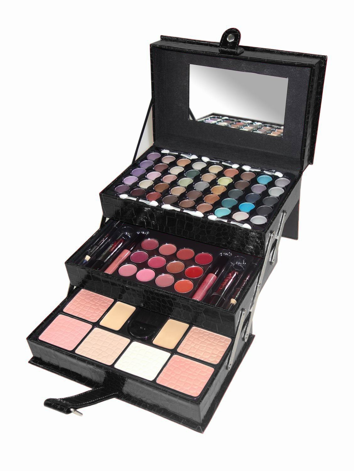 Cameo Matte All-in-one Makeup Kit, Crocodile Leather, Black