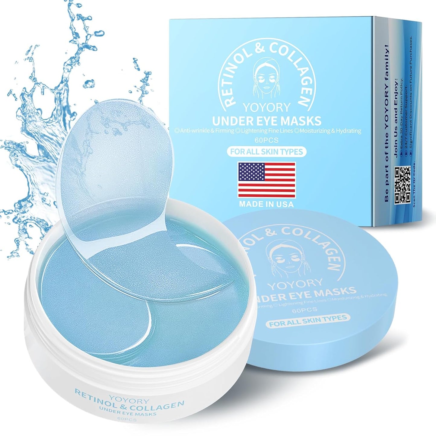 Under Eye Patches Masks - for Dark Circles, Puffy Eyes, Fine Lines, Wrinkles, Eye Bags Treatment with Collagen and Hyaluronic Acid, Moisturizing and Hydrating (60 Pcs)â¦