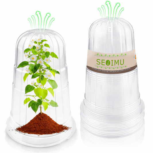 SEOIMU 20 Pcs Upgraded Transparent Garden Cloches for Plants, Reusable Plant Covers, Plant Protectors from Animals for Garden Plants, Plant Covers Freeze Protection, Compatible with Slug Collar