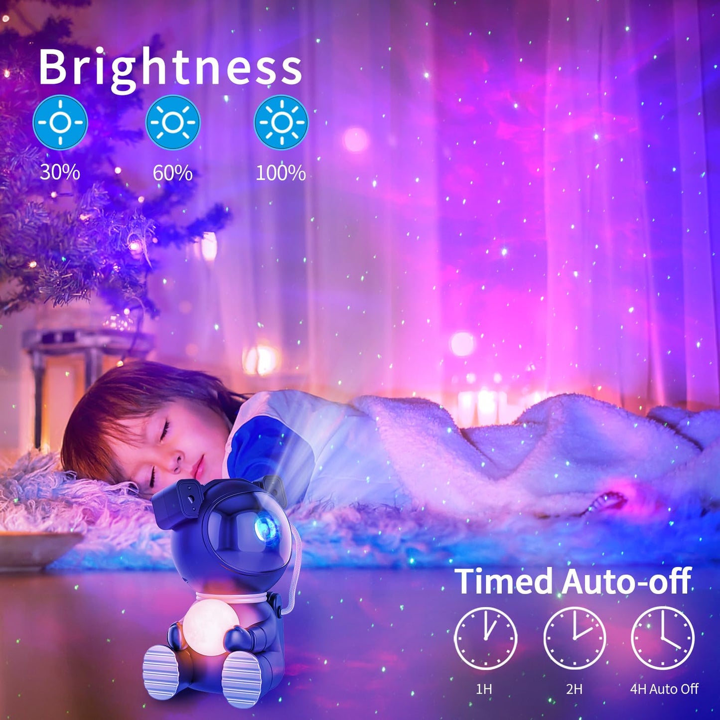 Cayclay Astronaut Galaxy Projector, Star Projector with Timer and Remote, Night Light with Moon Lamp, LED Nebula Lamp for Kids Adults, Room Decor Gift (Black)